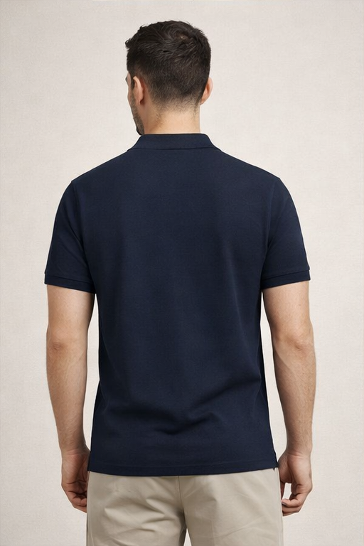 Premium Navy Blue Men’s Airtex Cotton Polo T-Shirt