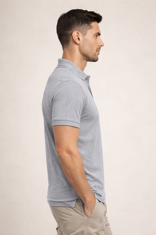 Premium Grey Malange Men’s Airtex Cotton Polo T-Shirt