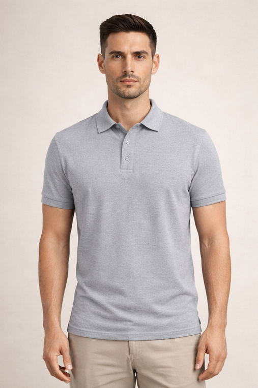 Premium Grey Malange Men’s Airtex Cotton Polo T-Shirt