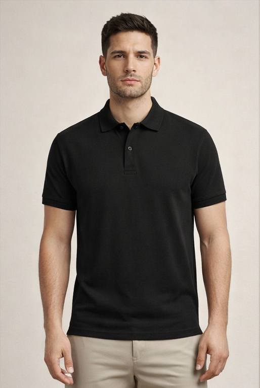 Premium Black Men’s Airtex Cotton Polo T-Shirt