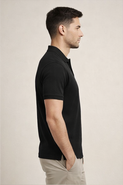 Premium Black Men’s Airtex Cotton Polo T-Shirt