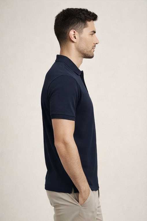 Premium Navy Blue Men’s Airtex Cotton Polo T-Shirt