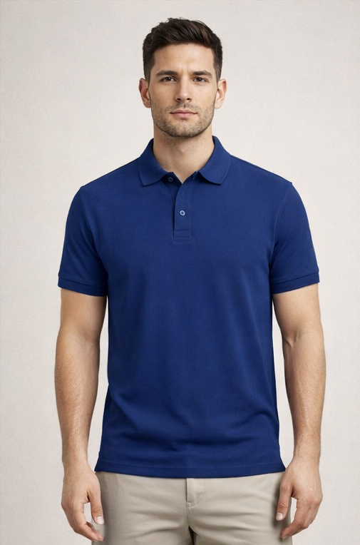 Premium Royal Blue Men’s Airtex Cotton Polo T-Shirt