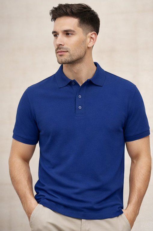 Premium Royal Blue Men’s Airtex Cotton Polo T-Shirt