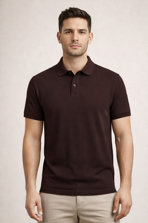 Premium Coffee Brown Men’s Airtex Cotton Polo T-Shirt