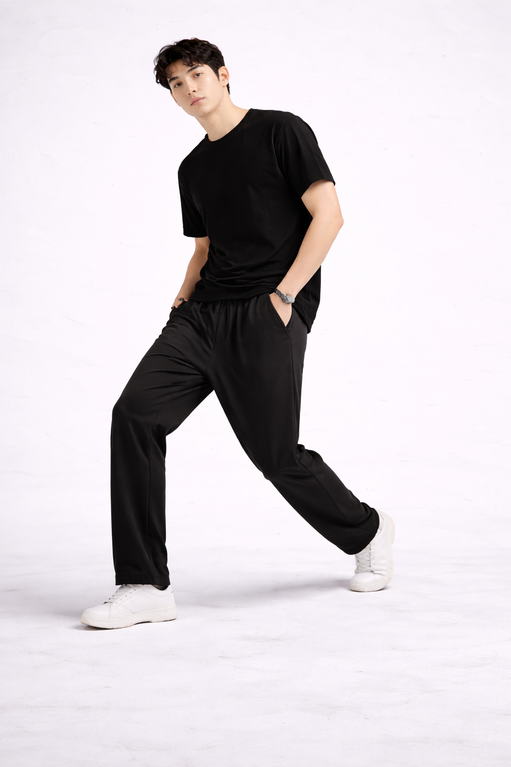 Fade-Resistant Black Men’s Terry Sweatpants