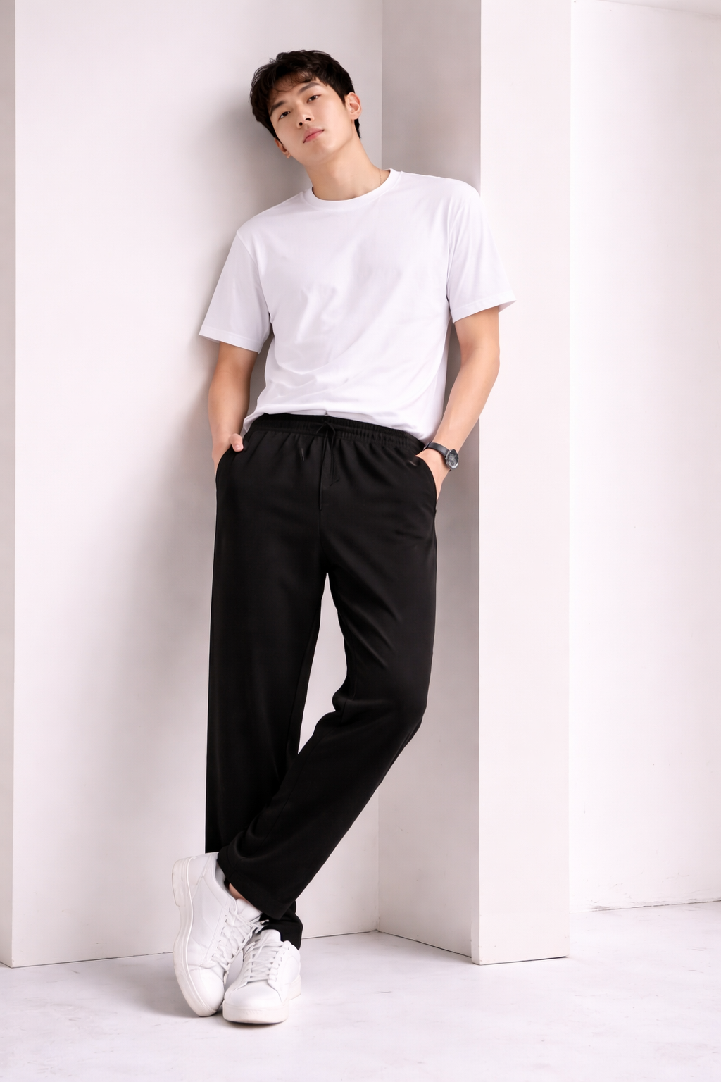 Fade-Resistant Black Men’s Terry Sweatpants