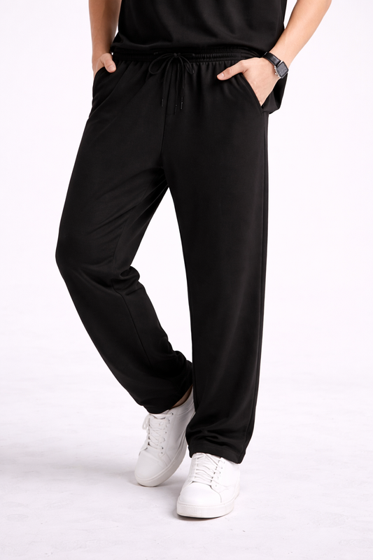 Fade-Resistant Black Men’s Terry Sweatpants