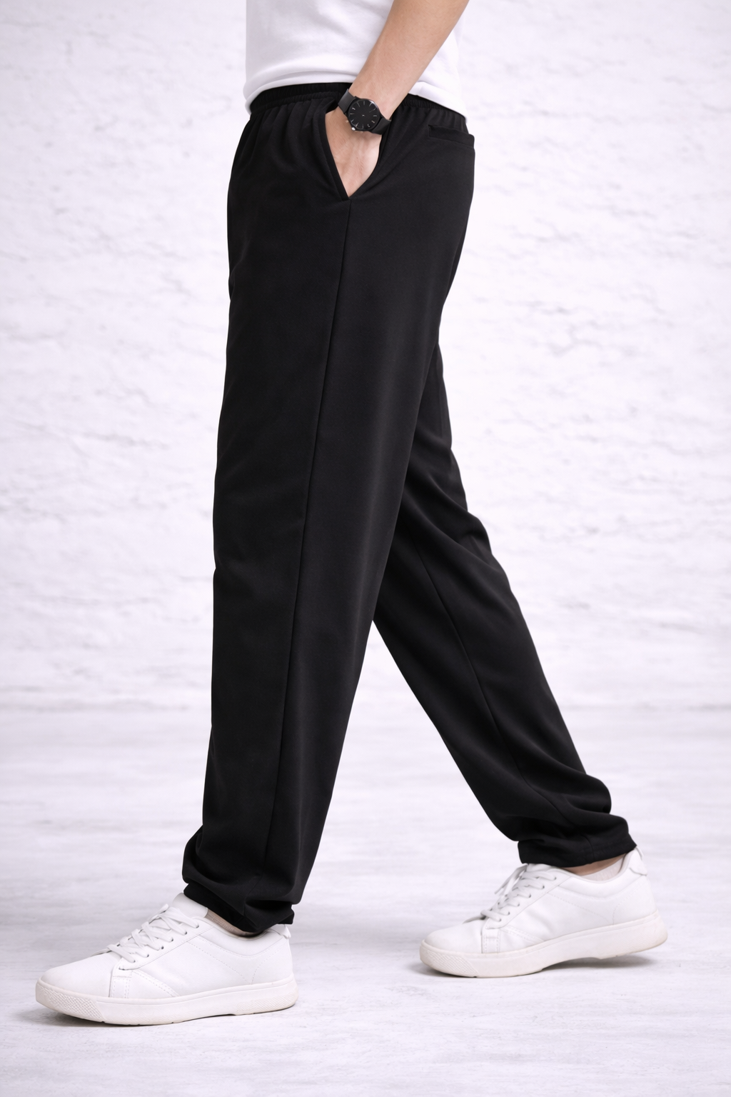 Fade-Resistant Black Men’s Terry Sweatpants
