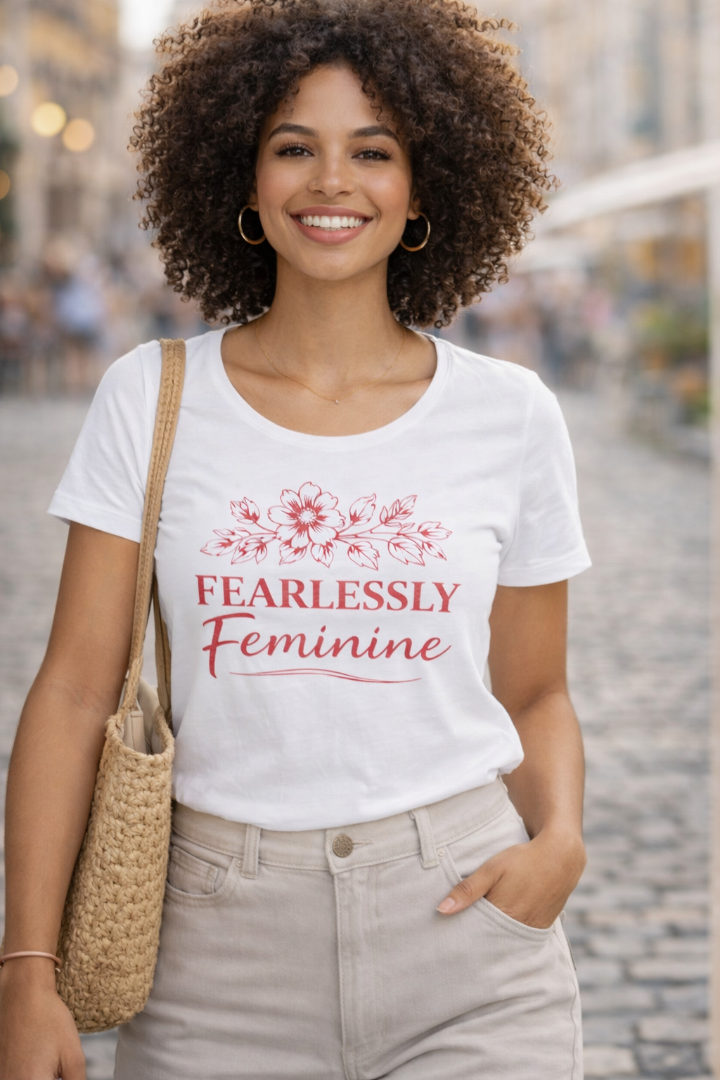 Fearlessly Feminine Floral Graphic Women’s T-Shirt