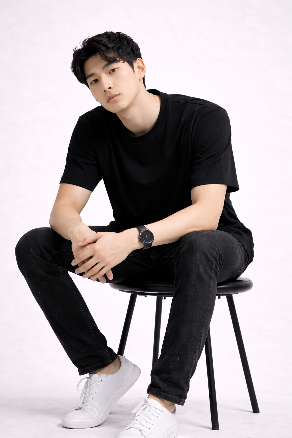 Fade-Resistant Black Unisex Classic Crew Cotton T-Shirt