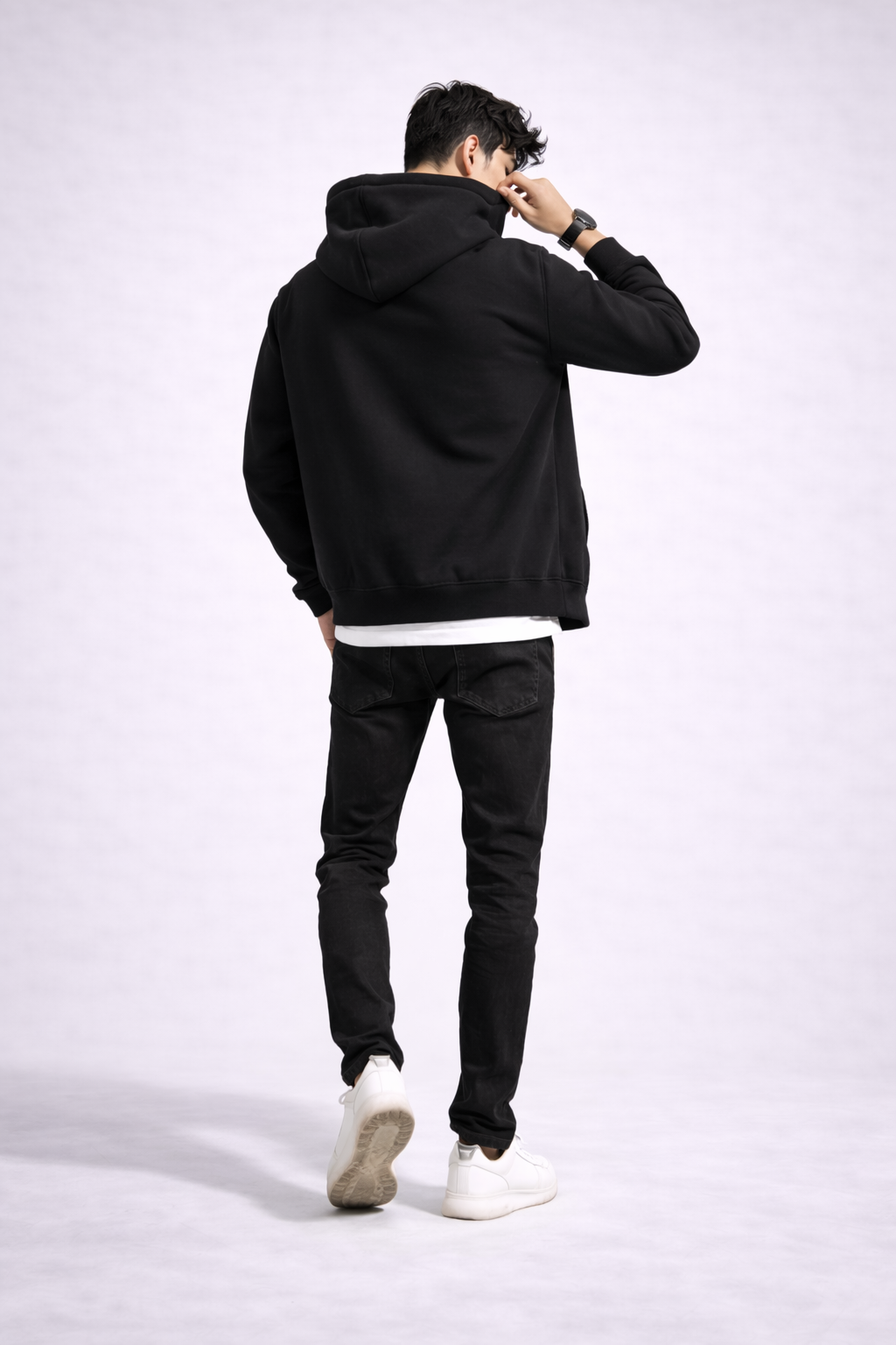 Fade-Resistant Black Men’s Zip Hoodie