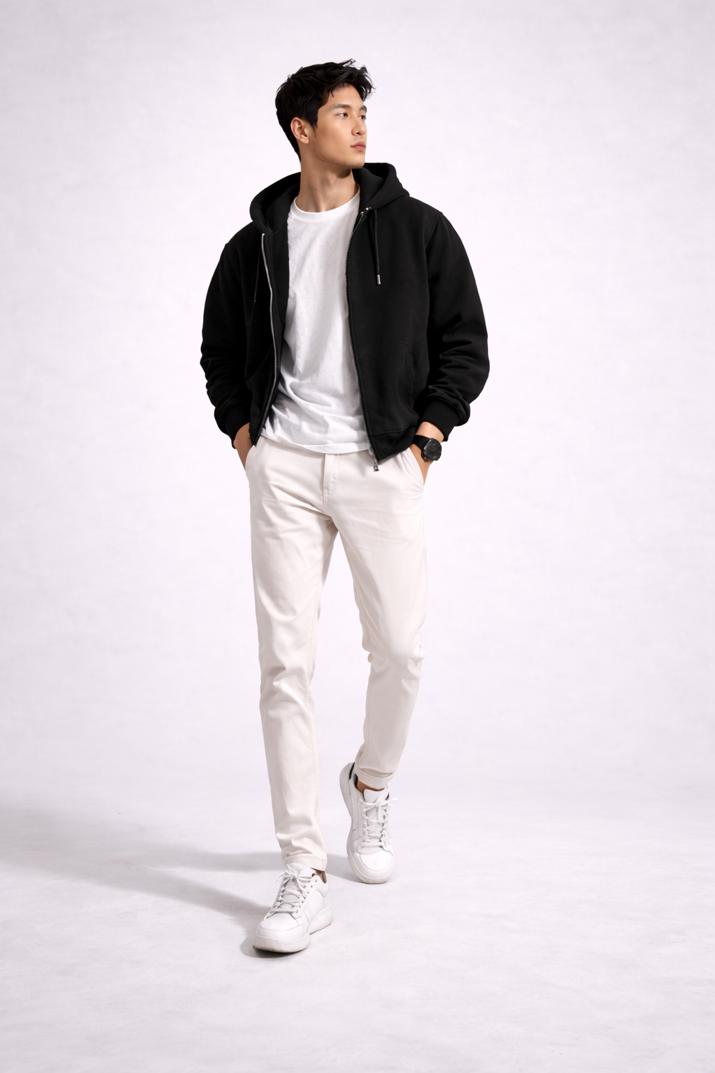 Fade-Resistant Black Men’s Zip Hoodie