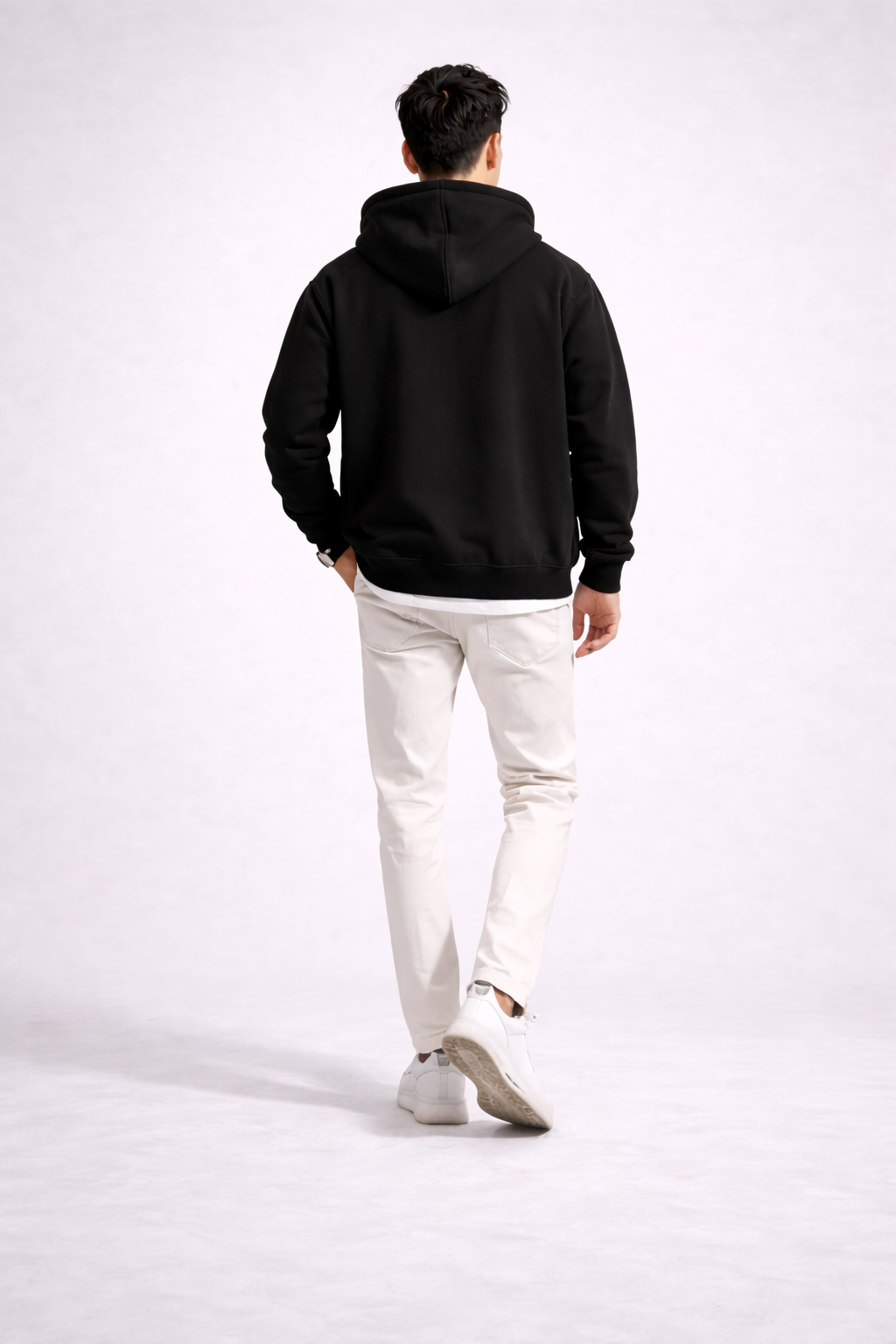 Fade-Resistant Black Men’s Zip Hoodie