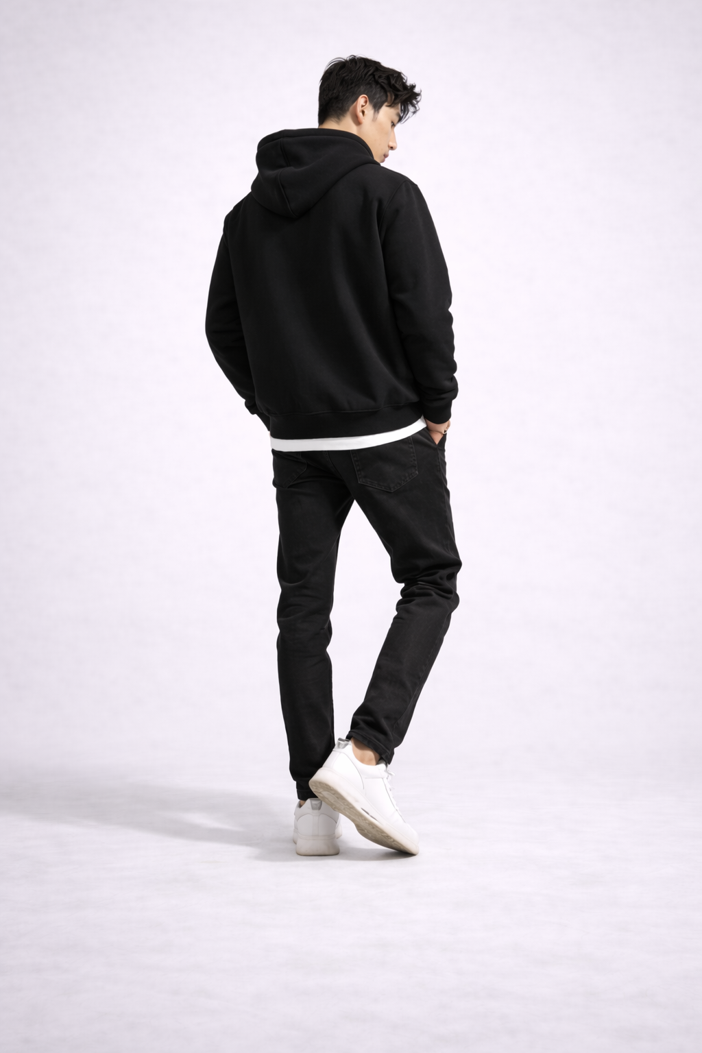 Fade-Resistant Black Men’s Zip Hoodie