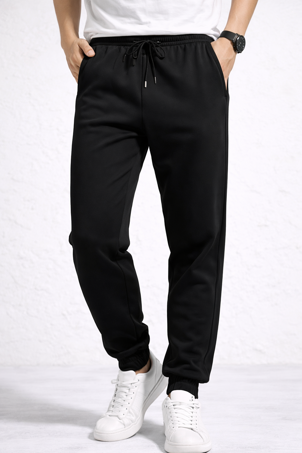 Fade-Resistant Black Men’s Comfort Joggers
