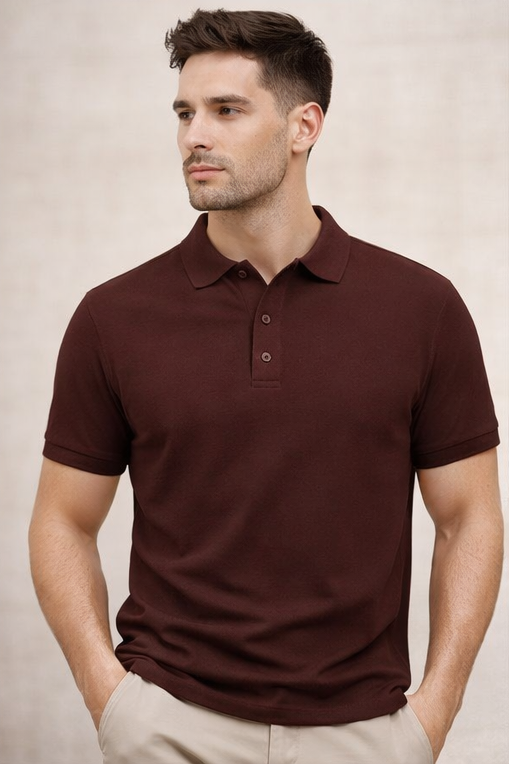 Premium Brick Red Men’s Airtex Cotton Polo T-Shirt