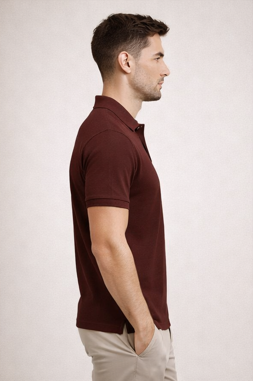 Premium Brick Red Men’s Airtex Cotton Polo T-Shirt