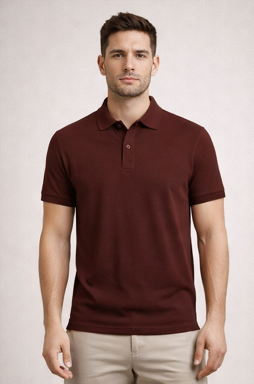 Premium Brick Red Men’s Airtex Cotton Polo T-Shirt
