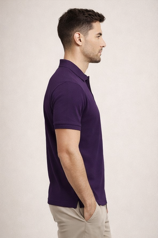 Premium Purple Men’s Airtex Cotton Polo T-Shirt
