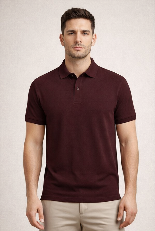Premium Maroon Men’s Airtex Cotton Polo T-Shirt