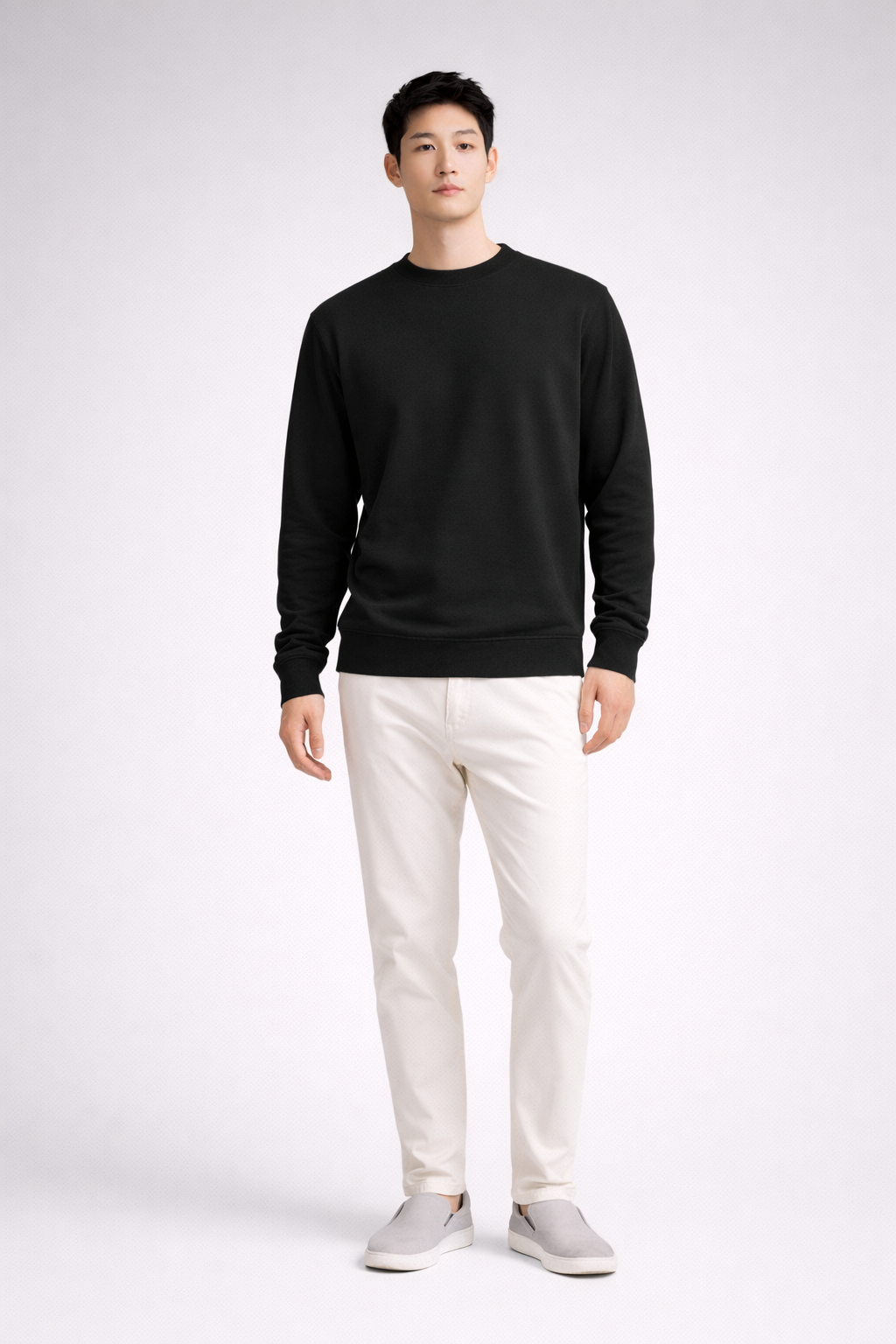 Fade-Resistant Black Men’s Fleece Sweatshirt