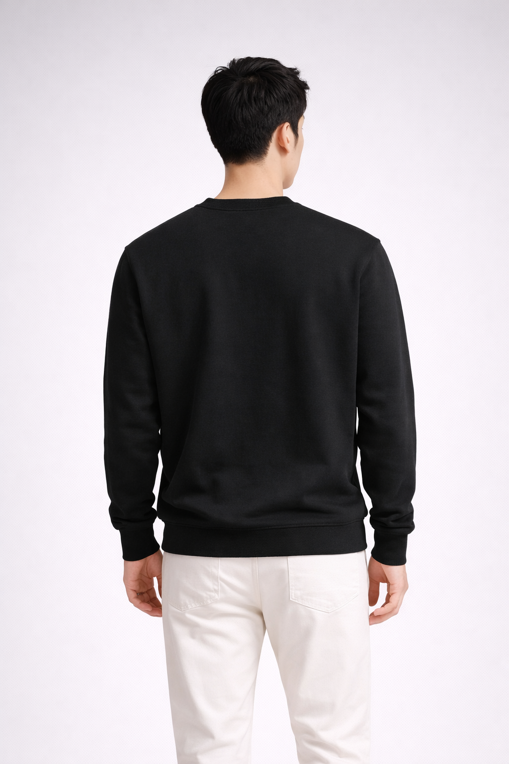 Fade-Resistant Black Men’s Fleece Sweatshirt