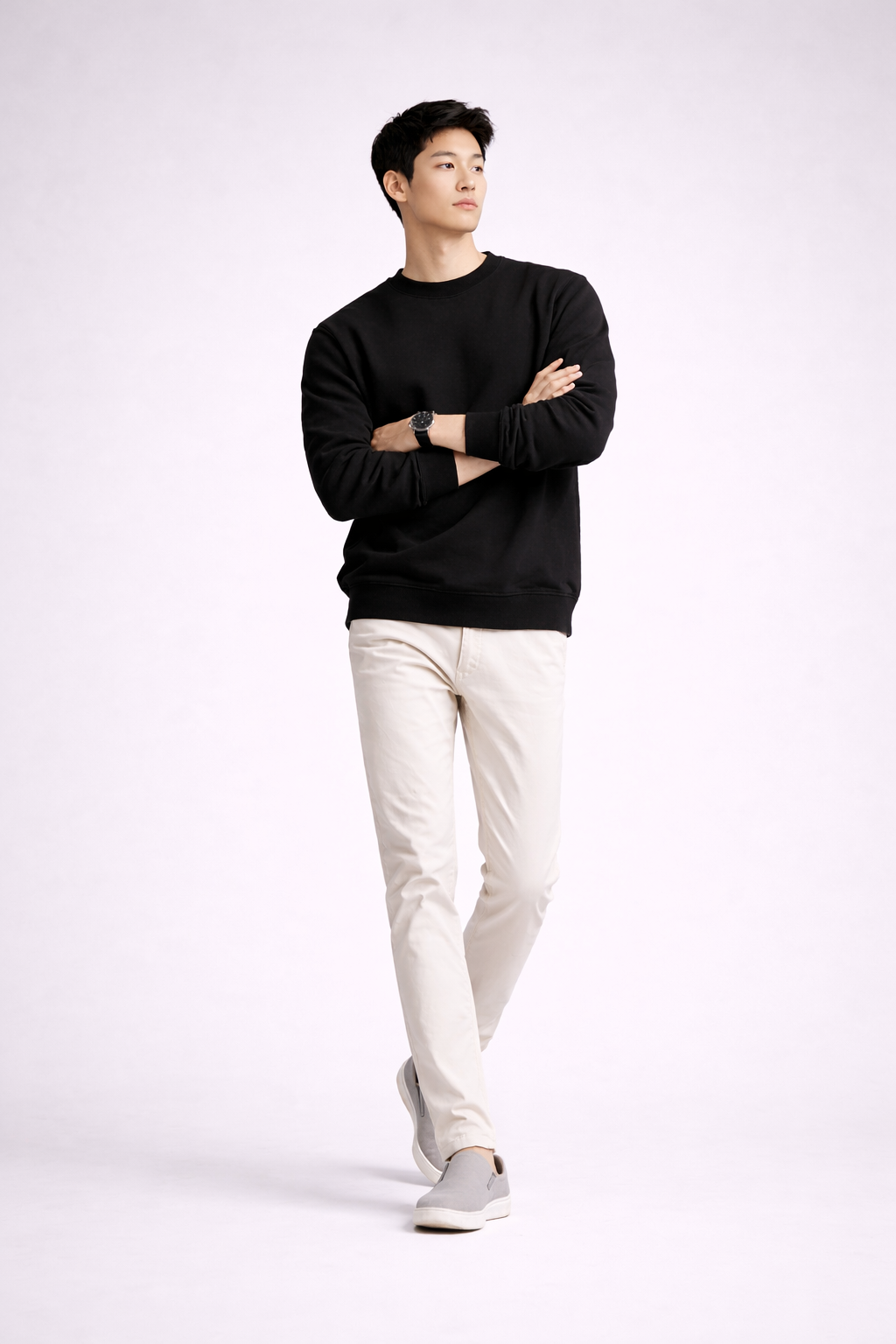 Fade-Resistant Black Men’s Fleece Sweatshirt