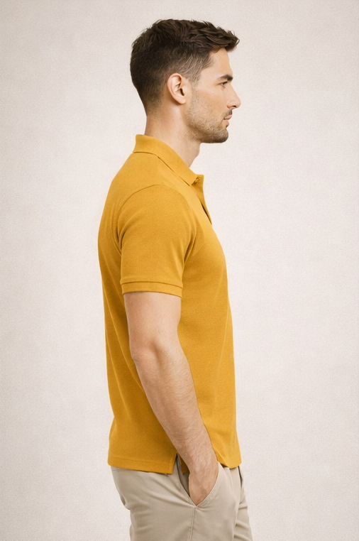 Premium Mustard Yellow Men’s Airtex Cotton Polo T-Shirt