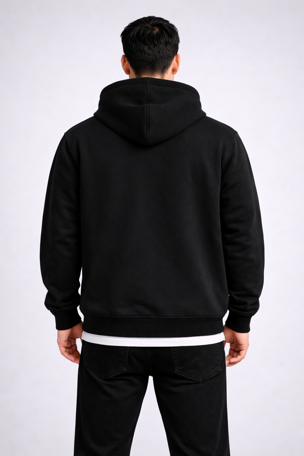 Fade-Resistant Black Men’s Zip Hoodie